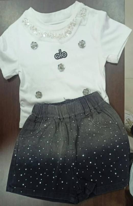Denim Short and T-Shirt Set for Girls