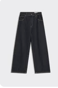 Dark Wash Wide-Leg Denim Jeans