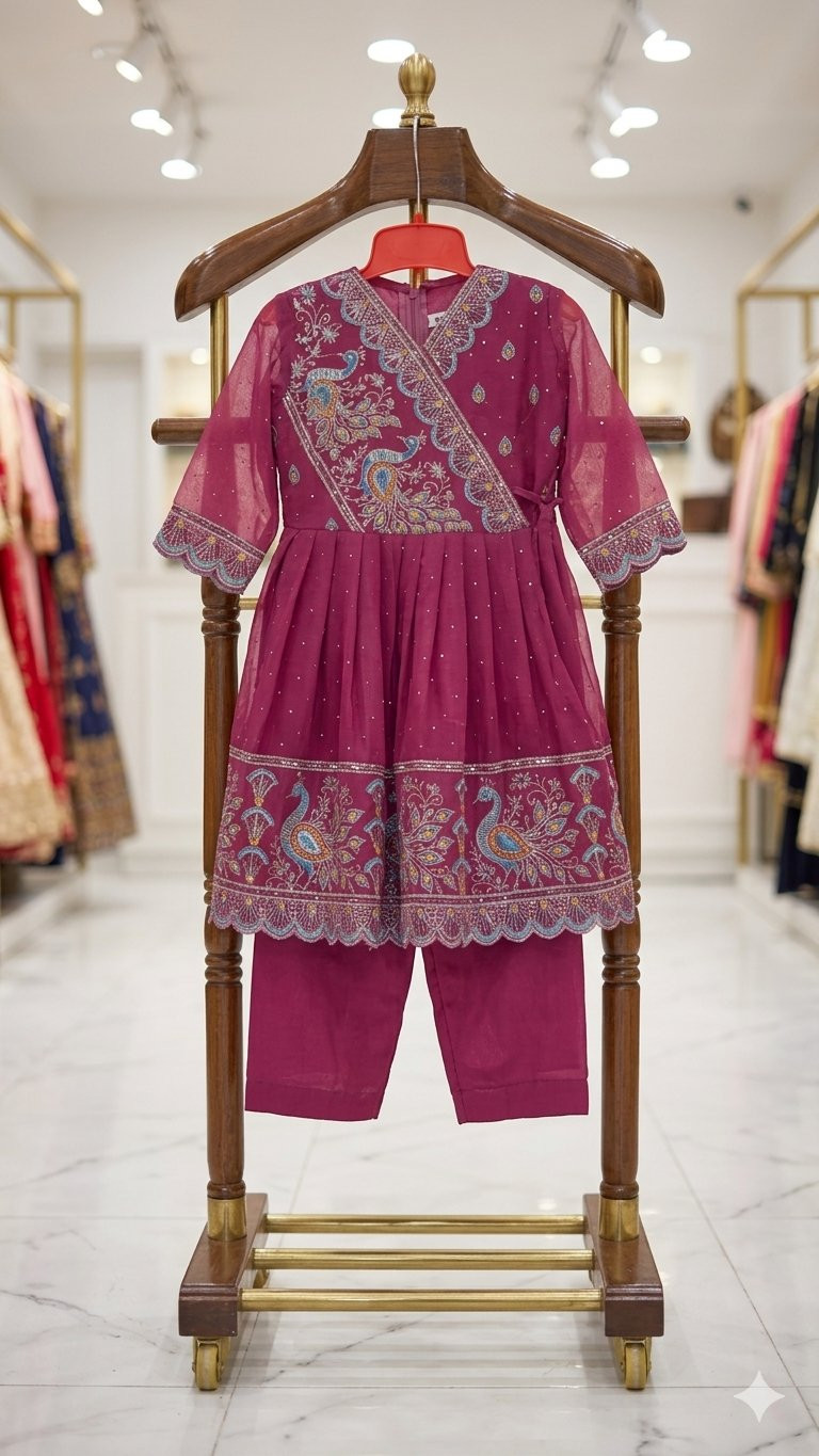 Kids Peacock Kurta Set.