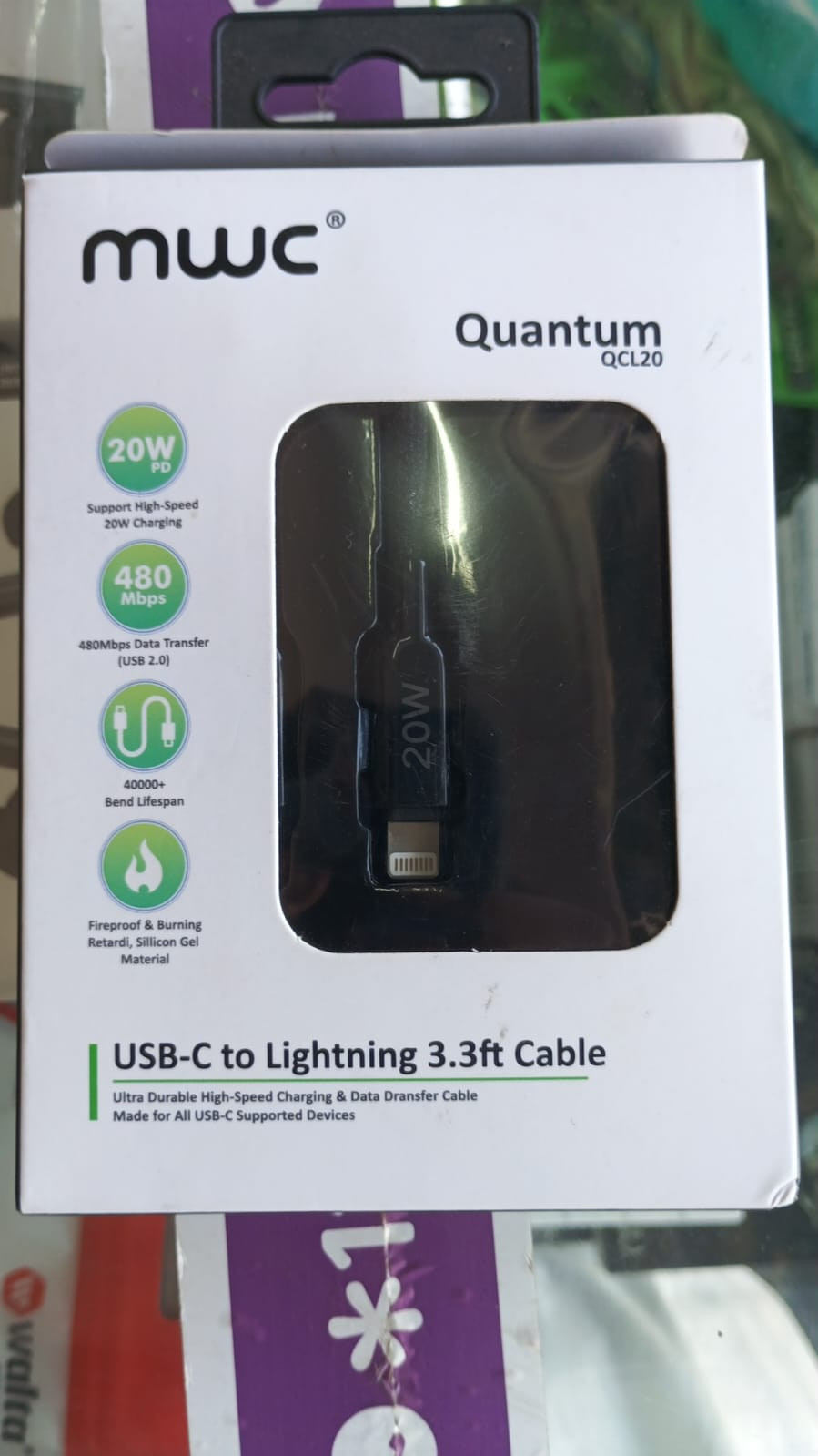 MWC Quantum QCL20 USB-C to Lightning Cable