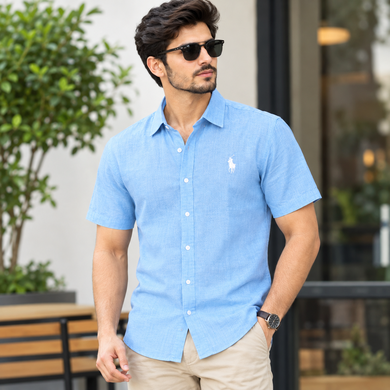 U.S. Polo Assn. Men's Linen Blend Short Sleeve Shirt