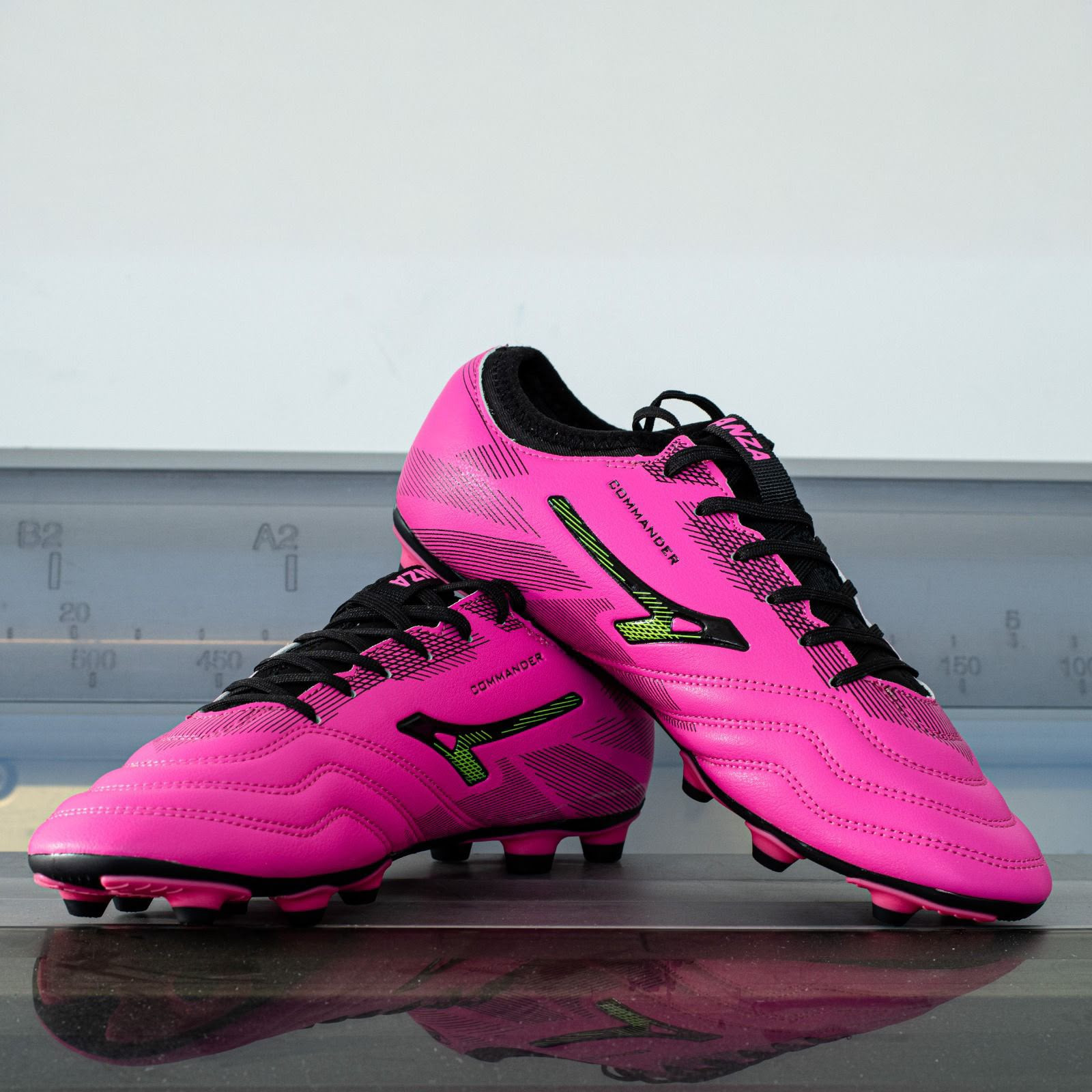 Anza Semi Ankle Support Football Boot, Pink, Lightweight and Durable Material,Soccer Shoe, Football Stud