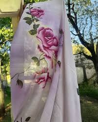 Pure Chiffon Brush Print Saree