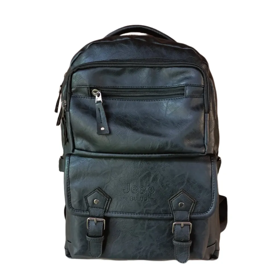 Jeep Buluo PU Leather Large Capacity Backpack