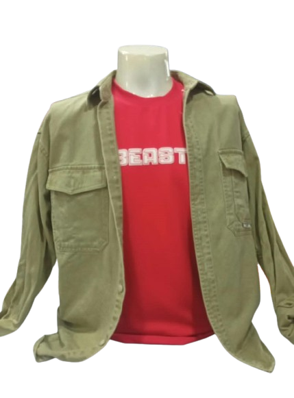 relaxed-fit brown jersey overshirt from Uniqlo featuring dual chest utility pockets and a soft brushed texture.