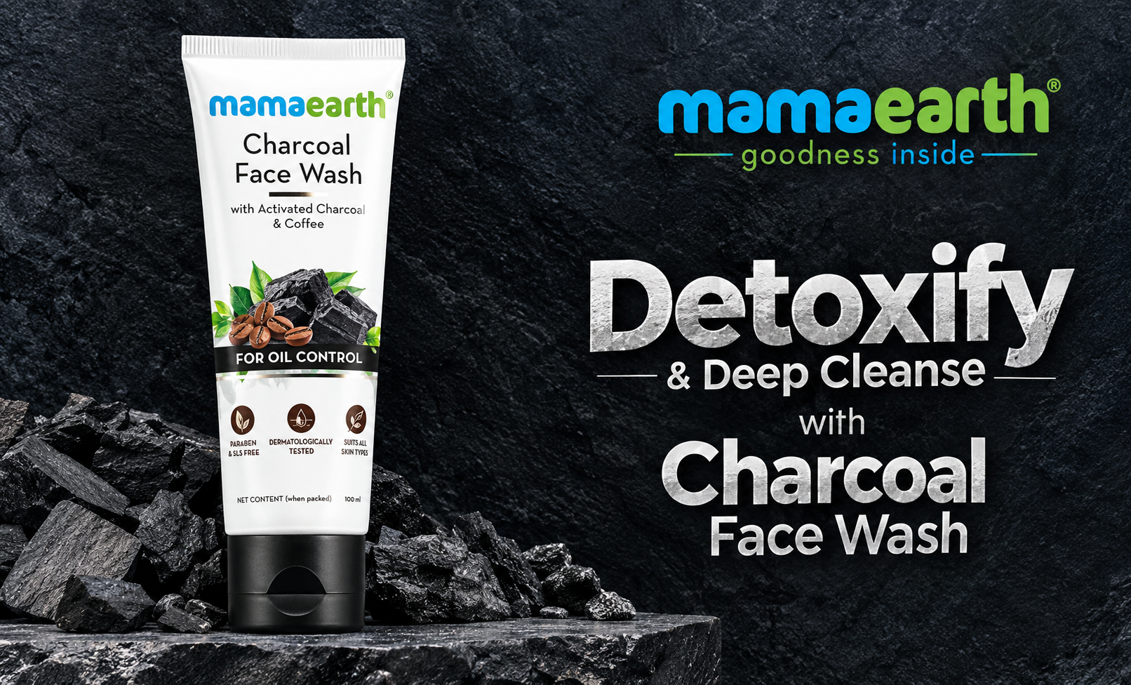 Mamaearth Charcoal Face Wash with Activated Charcoal & Coffee – Oil Control & Deep Cleansing.