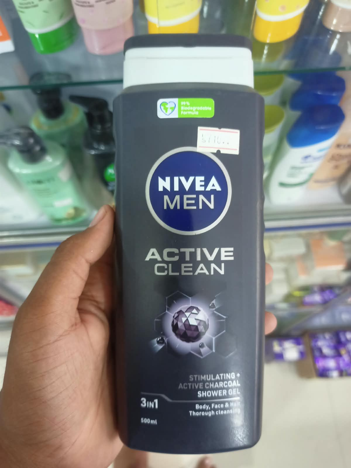 Nivea Men Active Clean 3-in-1 Shower Gel featuring naturally derived active charcoal.