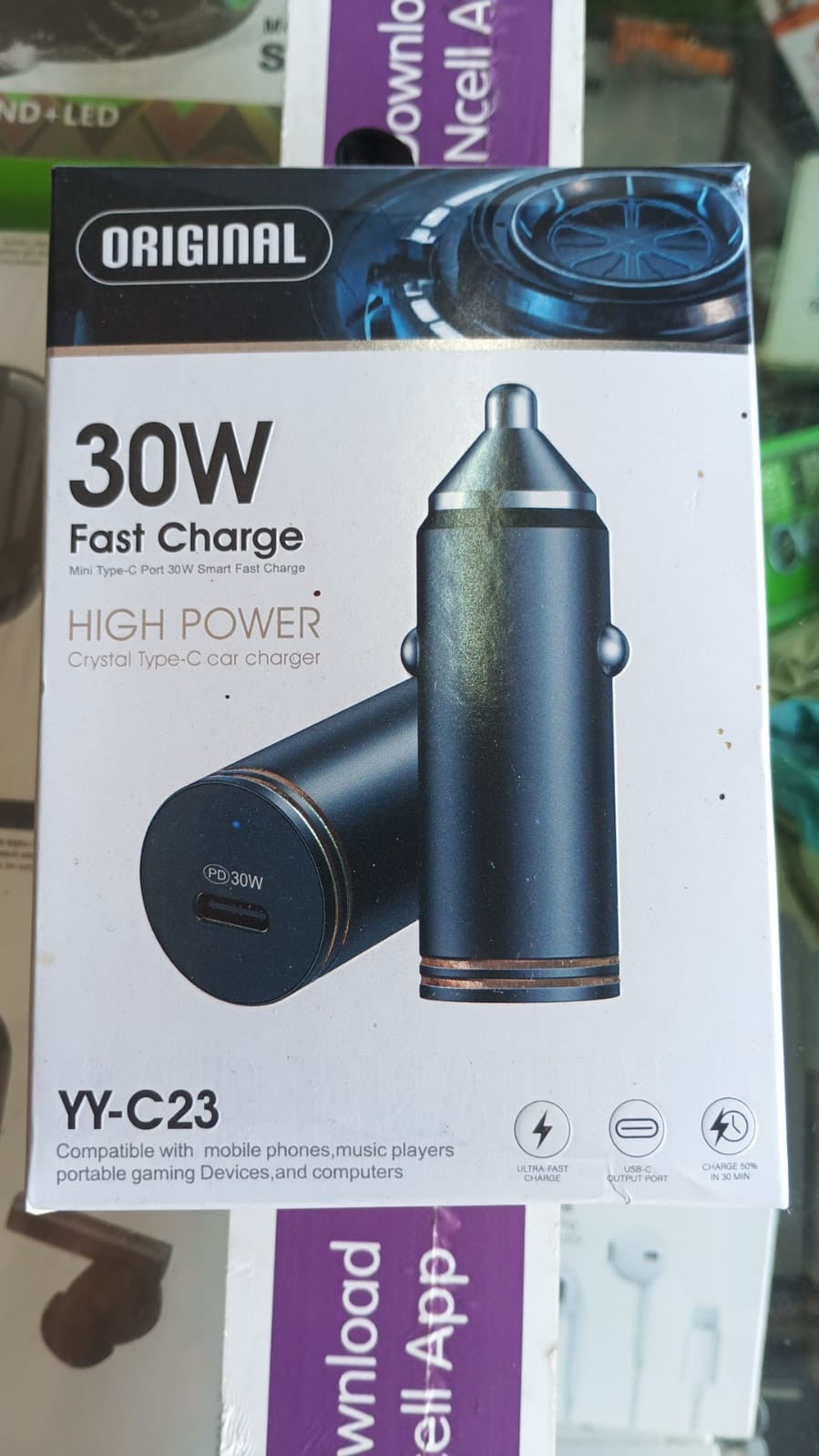 Original YY-C23 30W Crystal Type-C Car Charger
