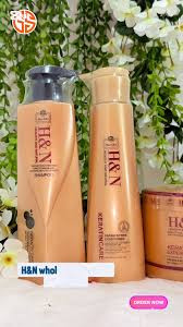 H&N Healthy and Natural Keratin Care shampoo bottle in a peach or light orange color.