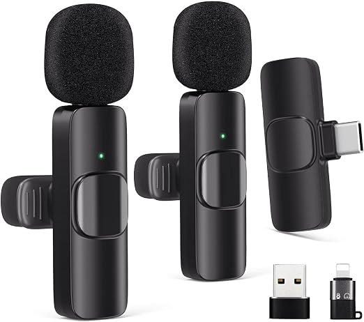 K9 Wireless Lavalier Microphone For Type C & I Phone Ipad, Upgraded Plug-Play Clip-On Shirt Lapel Mini Chargeable Mic