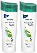 Himalaya Anti-Dandruff Tea Tree Shampoo with a teal cap and a white label featuring tea tree graphics.