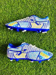 Anza Vibez Football Shoes for Men, Blue and Orange, Polyurethane, Low Top, Lace-Up, Hard Ground, Light Weight Football Boot